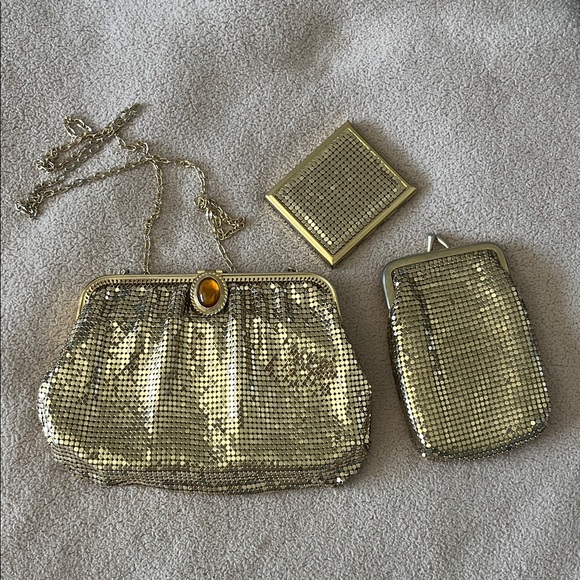 Whiting & Davis Gold Mesh Clutch Set